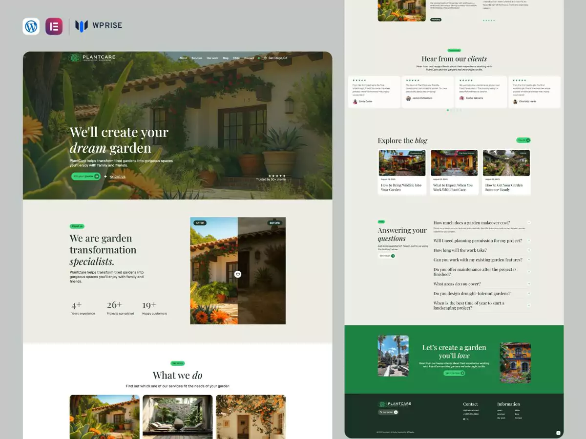 PlantCare - Gardening & Landscape Service Elementor Template