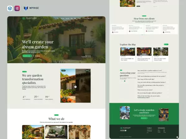 PlantCare - Gardening & Landscape Service Elementor Template