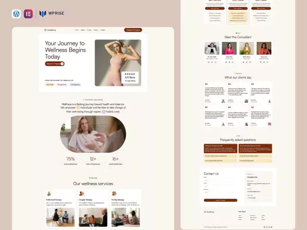 SoulSpring - Wellness Therapy Service Elementor Template