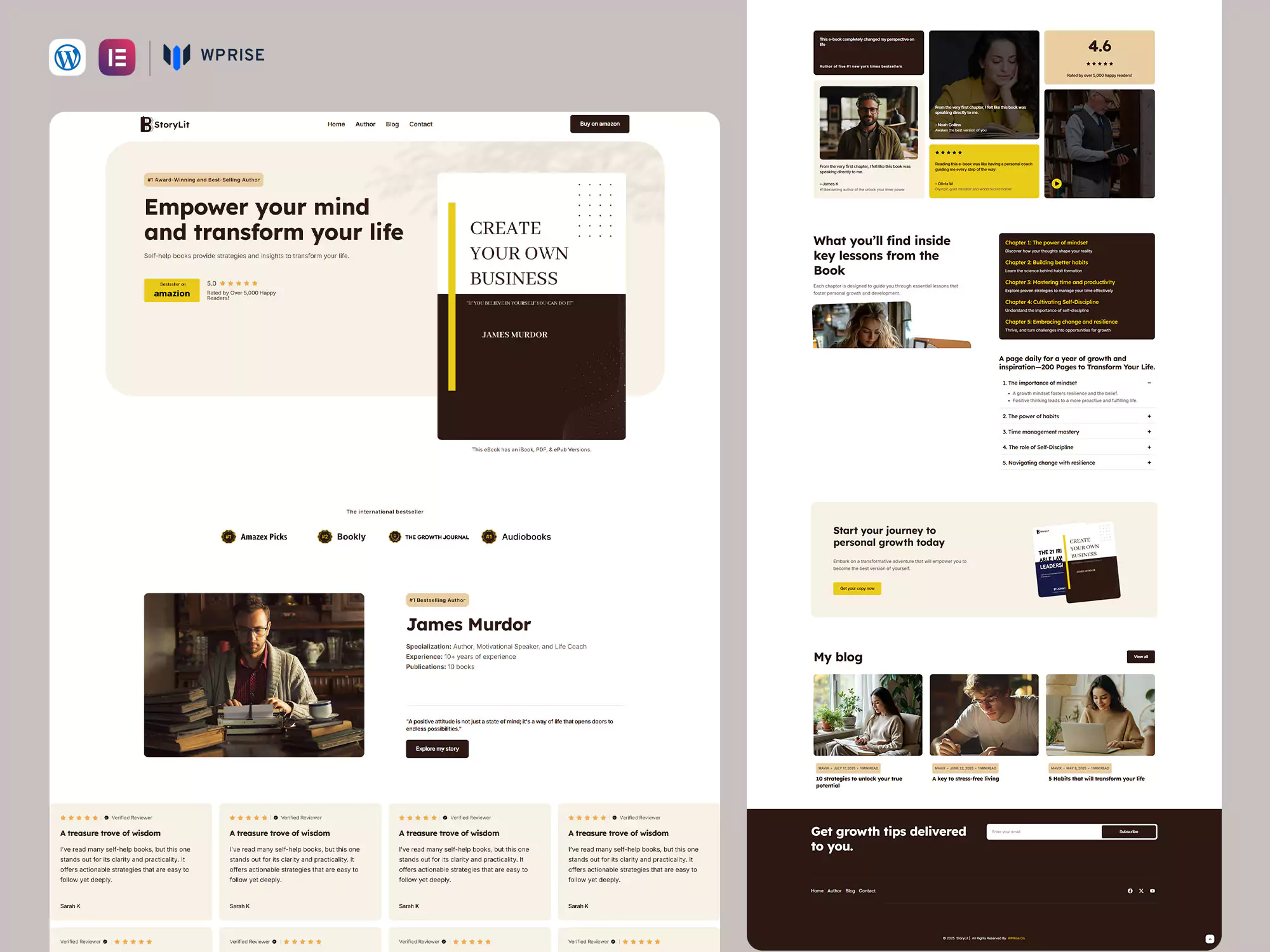 StoryLit - Author, Publisher, Book Elementor Template